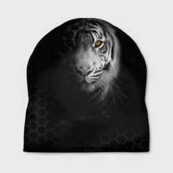Шапка 3D Тигр черно-белый соты