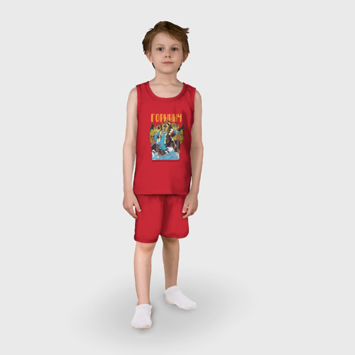 Детская пижама с шортами хлопок Змей Горыныч в стиле Аниме Годзилла, цвет красный - фото 3