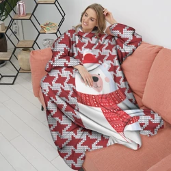 Плед с рукавами Белый мишка в шапочке и шарфе - фото 2