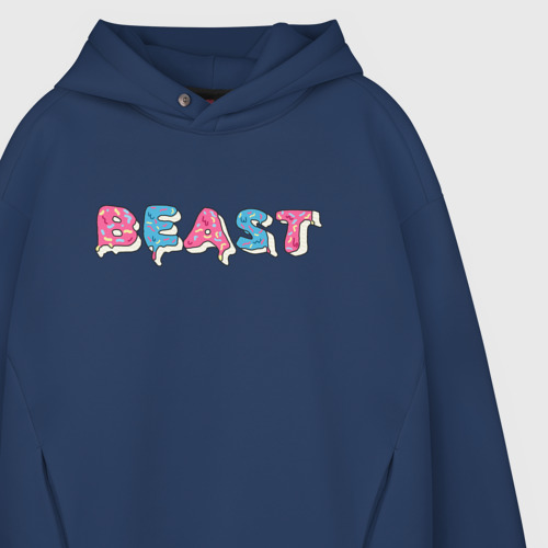 Мужское худи Oversize хлопок Mr Beast - Art 1, цвет темно-синий - фото 4