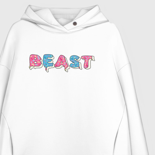 Женское худи Oversize хлопок Mr Beast - Art 1, цвет белый - фото 3