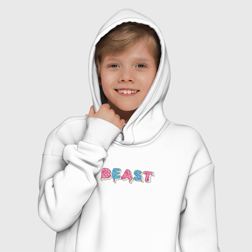 Детское худи Oversize хлопок Mr Beast - Art 1, цвет белый - фото 12