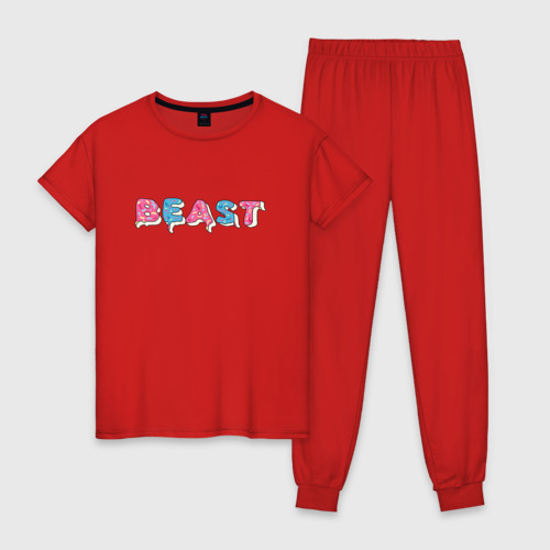 Женская пижама хлопок Mr Beast - Art 1, цвет красный