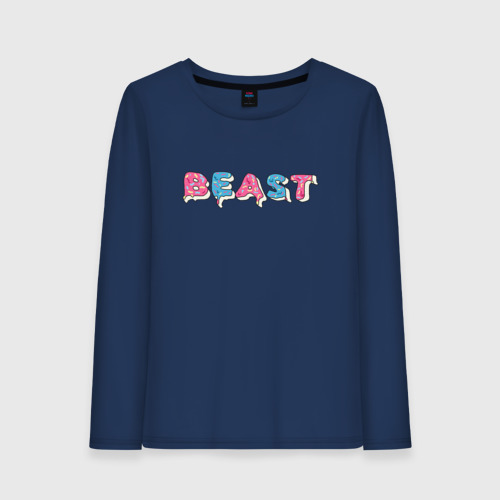 Женский лонгслив хлопок Mr Beast - Art 1, цвет темно-синий