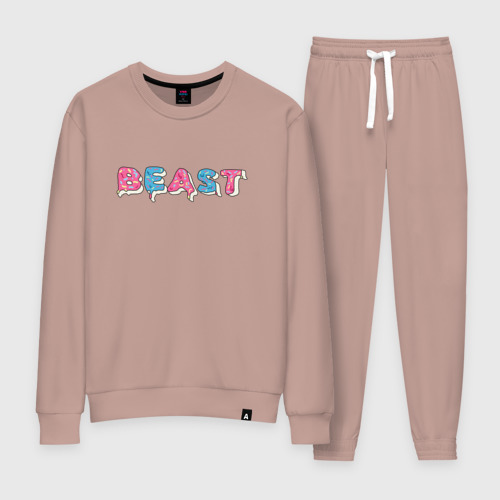 Женский костюм хлопок Mr Beast - Art 1, цвет пыльно-розовый