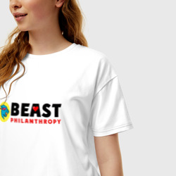 Женская футболка хлопок Oversize Mr Beast Philanthropy - фото 2