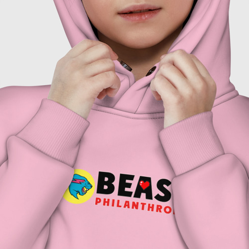 Детское худи Oversize хлопок Mr Beast Philanthropy, цвет светло-розовый - фото 7