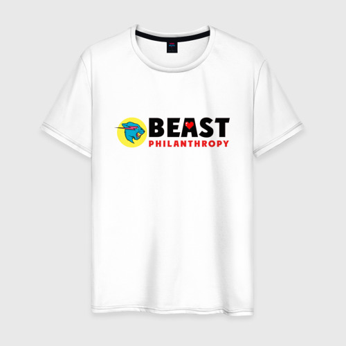 Мужская футболка из хлопка с принтом Mr Beast Philanthropy, вид спереди №1