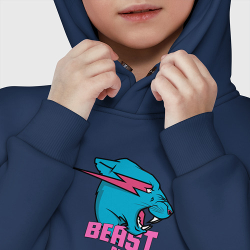 Детское худи Oversize хлопок Mr Beast Gaming, цвет темно-синий - фото 7