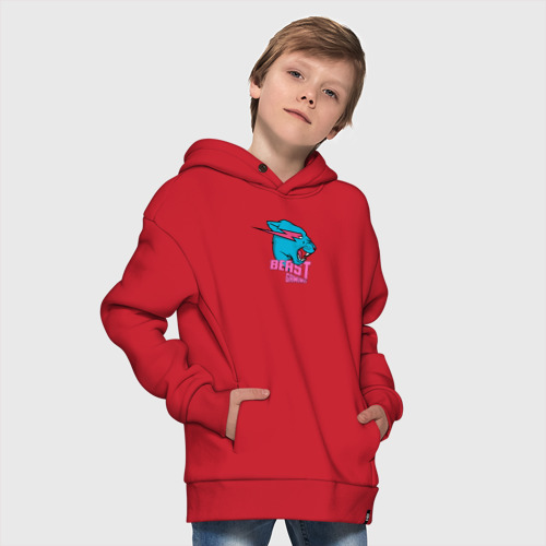 Детское худи Oversize хлопок Mr Beast Gaming, цвет красный - фото 9