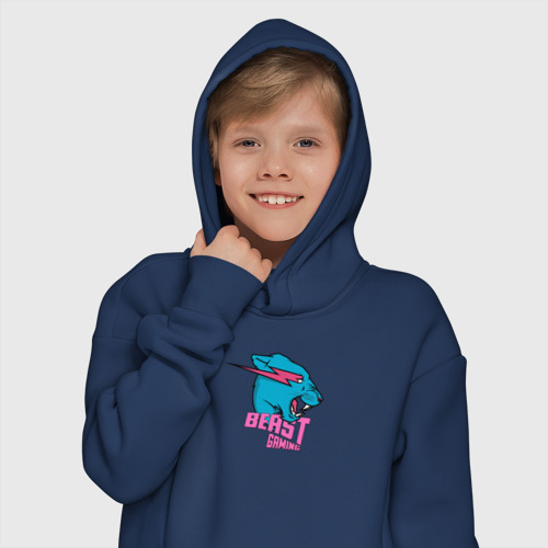 Детское худи Oversize хлопок Mr Beast Gaming, цвет темно-синий - фото 12