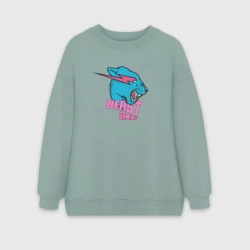 Женский свитшот oversize без начеса хлопок Mr Beast Gaming