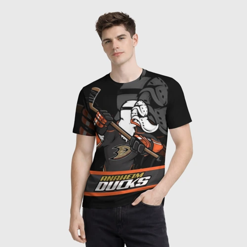 Мужская футболка 3D с принтом Анахайм Дакс, Anaheim Ducks, фото на моделе #1