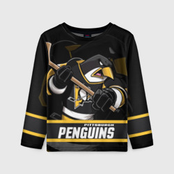 Детский лонгслив 3D Питтсбург Пингвинз, Pittsburgh Penguins