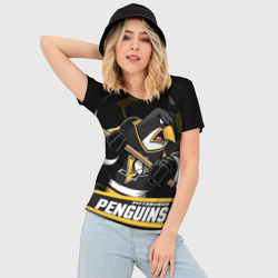 Женская футболка 3D Slim Питтсбург Пингвинз, Pittsburgh Penguins - фото 2