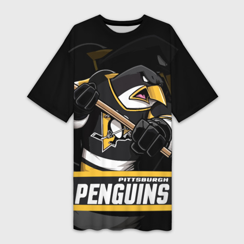 Платье-футболка 3D Питтсбург Пингвинз, Pittsburgh Penguins, цвет 3D печать