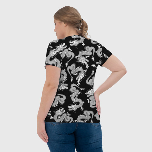 Женская футболка 3D с принтом Драконы/dragon, вид сзади #2