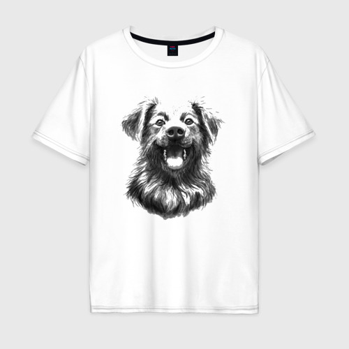 Мужская футболка хлопок Oversize с принтом Лохматая собака, вид спереди #2