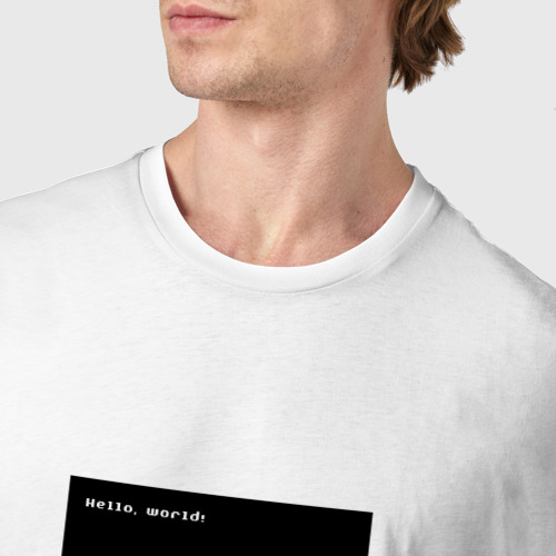 Мужская футболка хлопок Чёрный квадрат программиста Hello World, цвет белый - фото 6