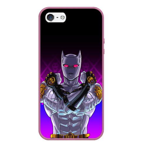 Чехол для iPhone 5/5S матовый JoJo Killer Queen королева убийца fire style, цвет розовый