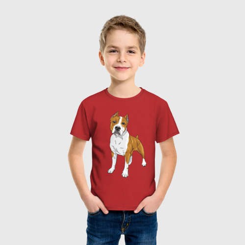 Детская футболка хлопок Бесстрашный стаффор, цвет красный - фото 3