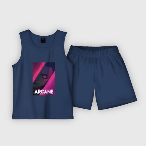 Детская пижама с шортами хлопок Arcane Neon, цвет темно-синий