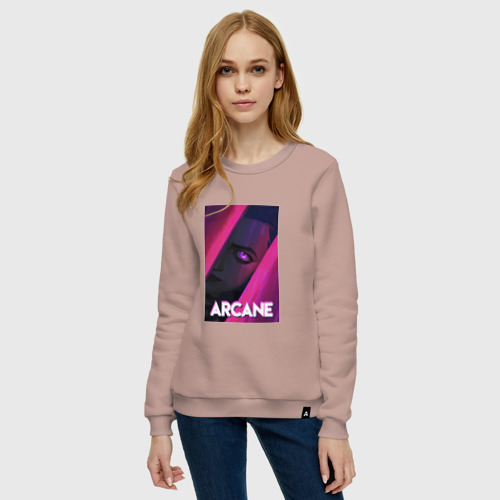 Женский свитшот хлопок Arcane Neon, цвет пыльно-розовый - фото 3