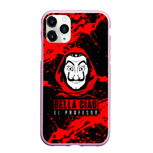 Чехол для iPhone 11 Pro Max матовый Бумажный Дом LA Casa de Papel Bella ciao, цвет розовый