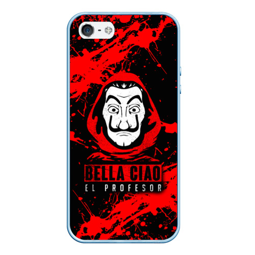 Чехол для iPhone 5/5S матовый Бумажный Дом LA Casa de Papel Bella ciao, цвет голубой