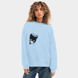 Женский свитшот oversize без начеса хлопок Кот в маске - фото 2