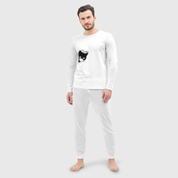Мужская пижама с лонгсливом хлопок Кот в маске - фото 2