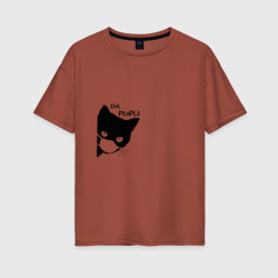 Женская футболка хлопок Oversize Кот в маске