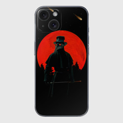 Чехол для iPhone 15 силиконовый с защитой камеры Чумной доктор