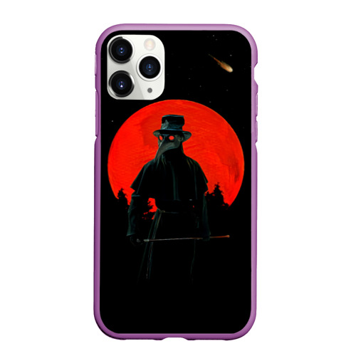 Чехол для iPhone 11 Pro Max матовый Чумной доктор, цвет фиолетовый