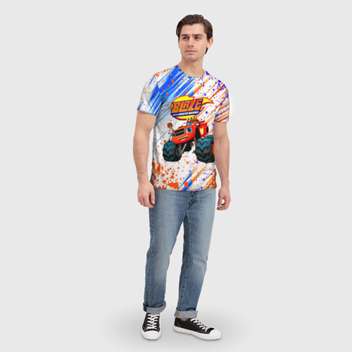 Мужская футболка 3D с принтом Вспыш и чудо-машинки Пикап & AJ, вид сбоку #3