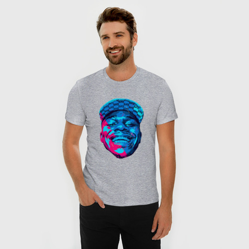 Мужская футболка хлопок Slim с принтом DaBaby Art, фото на моделе #1