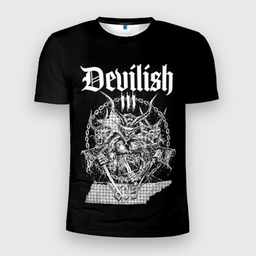 Мужская футболка 3D Slim с принтом Devilish trio 615, вид спереди #2