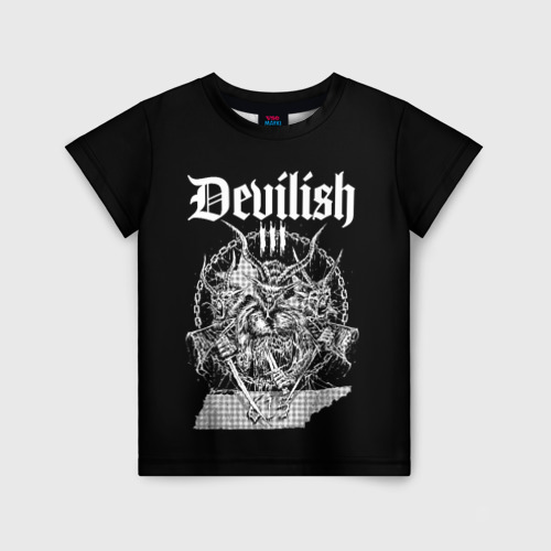 Детская футболка 3D с принтом Devilish trio 615, вид спереди #2