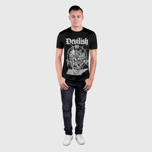 Мужская футболка 3D Slim с принтом Devilish trio 615, вид сбоку #3