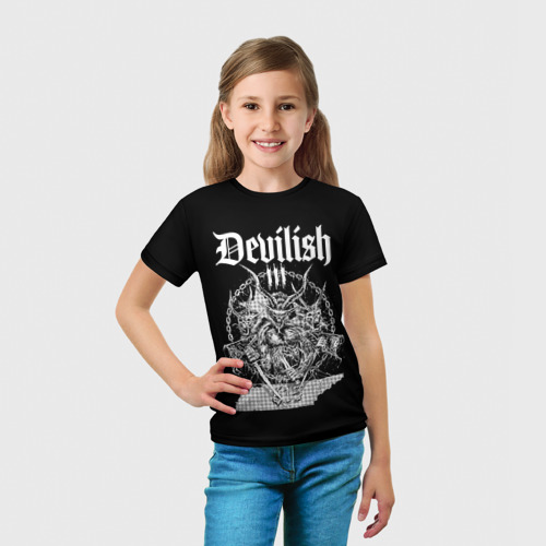 Детская футболка 3D с принтом Devilish trio 615, вид сбоку #3