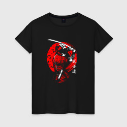 Женская футболка хлопок Самурай с мечом moto samurai katana Japan
