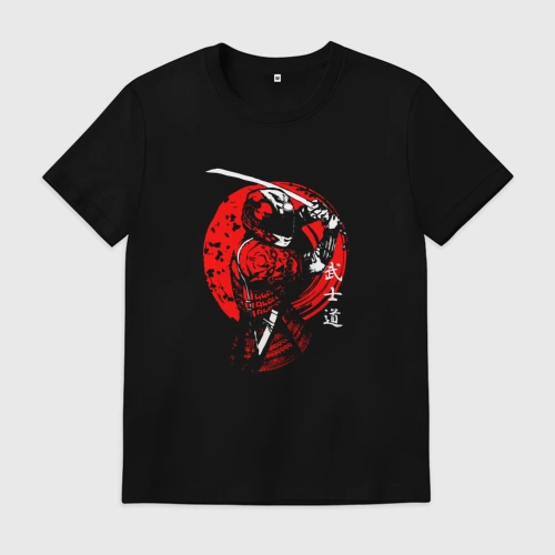 Мужская футболка хлопок Самурай с мечом moto samurai katana Japan