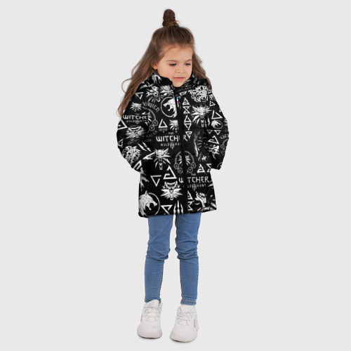 Зимняя куртка для девочек 3D Ведьмак логобомбинг the Witcher, цвет черный - фото 5