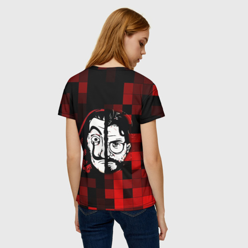 Женская футболка 3D с принтом Бумажный Домик Шах и Мат, вид сзади #2
