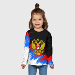 Детский лонгслив 3D Триколор Россия, брызги красок - фото 2