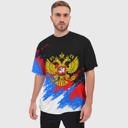 Мужская футболка oversize 3D Триколор Россия, брызги красок - фото 2