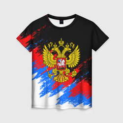 Женская футболка 3D Триколор Россия, брызги красок