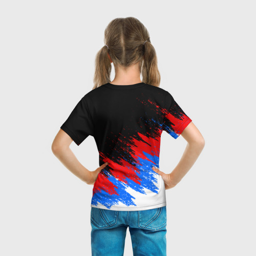 Детская футболка 3D Триколор Россия, брызги красок, цвет 3D печать - фото 6