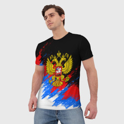 Мужская футболка 3D Триколор Россия, брызги красок - фото 2