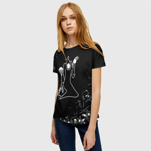 Женская футболка 3D с принтом KIZARU ПРИЗРАК ЛОГО БЕЛЫЙ, фото на моделе #1